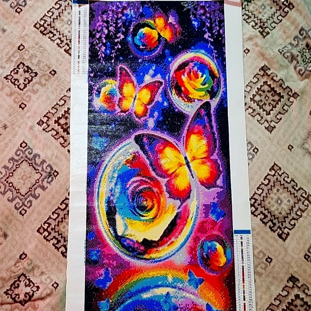 Rose and butterfly completed diamond painting